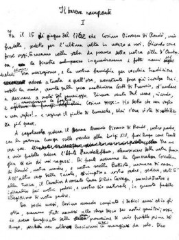 Première page manuscrite d'Il Baronne rampante